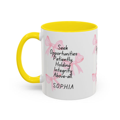 Personalized Pink Bow Accent Coffee Mug