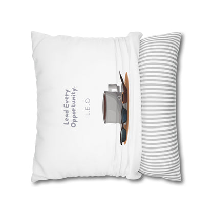 Personalized Initial Quote Coffee and Sunglasses — Custom Sayings on Square Poly Canvas Pillowcase