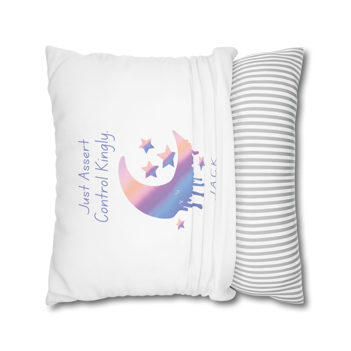 Personalized Initial Quote Moon Dripping — Custom Sayings on Square Poly Canvas Pillowcase