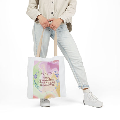 Personalized Initial Quote Ocean Theme Canvas Tote Custom Name