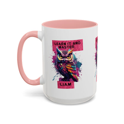 Personalized Initial Owl Accent Coffee Mug