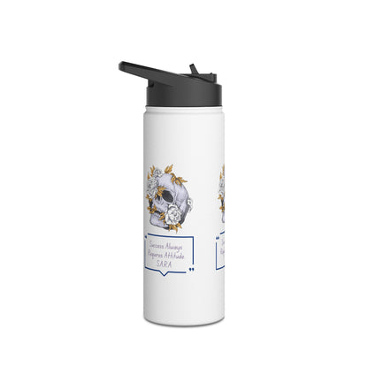 Personalized Initial Quote Floral Skull Stainless Steel Water Bottle