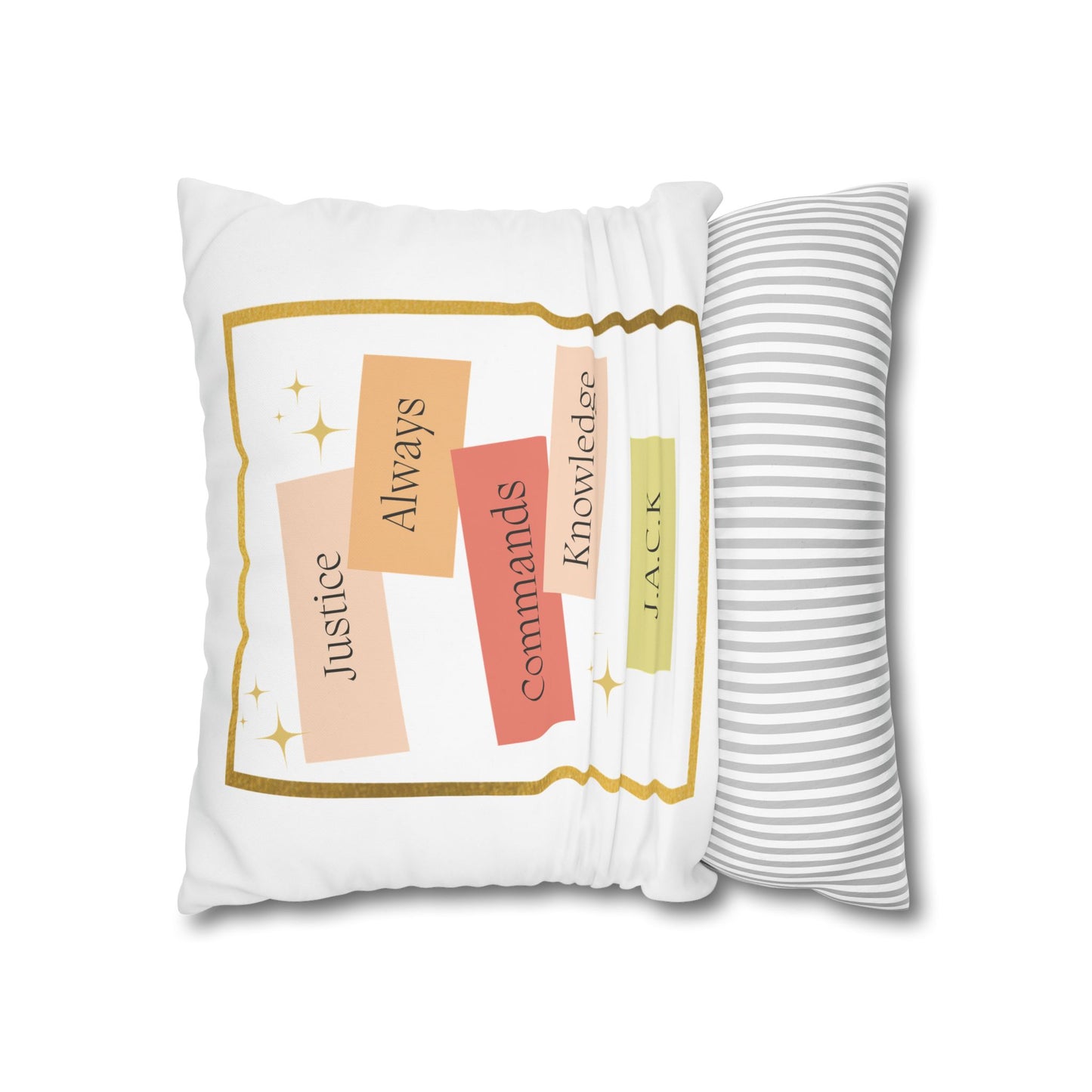 Personalized Initial Quote Pastel Inspirational — Custom Sayings on Square Poly Canvas Pillowcase