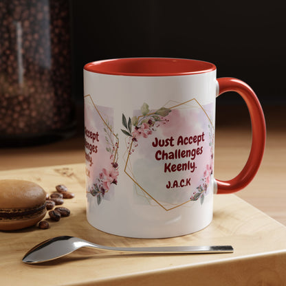 Personalized Floral Frame Accent Coffee Mug
