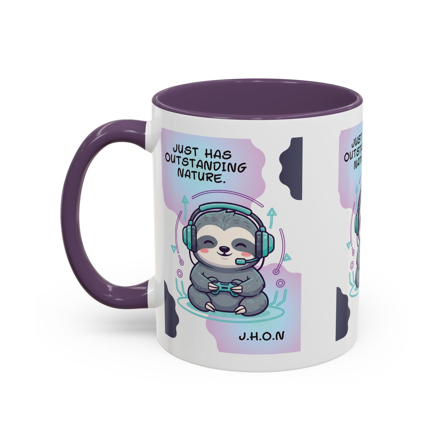 Personalized Initial Sloth Gamer Accent Coffee Mug