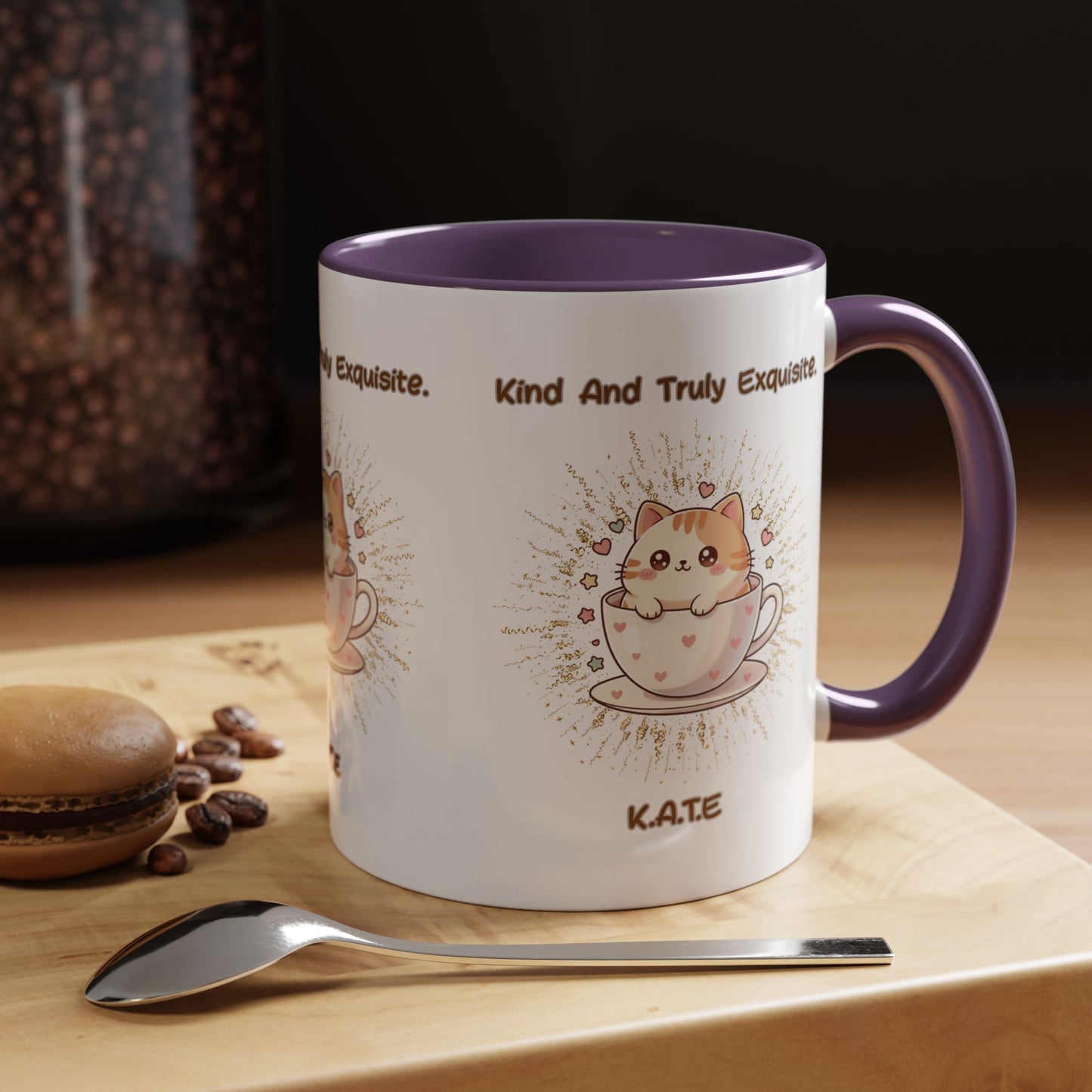 Personalized Initial Exquisite Cat Accent Coffee Mug