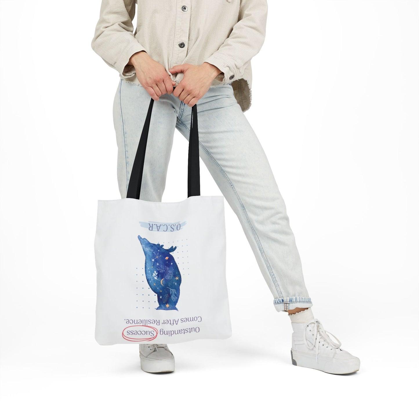 Personalized Initial Quote Owl Galaxy Canvas Tote Custom Name