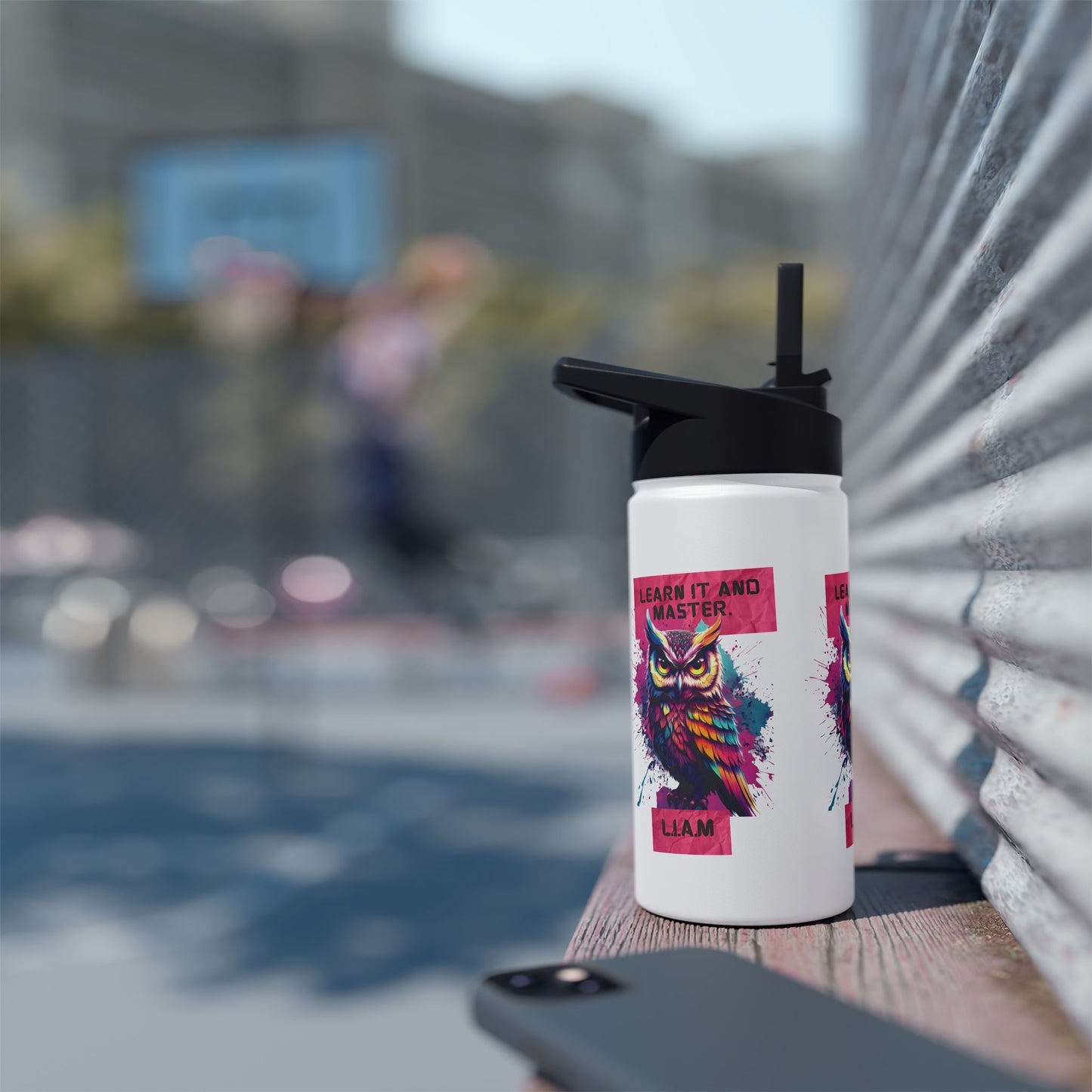 Personalized Initial Quote Owl Stainless Steel Water Bottle