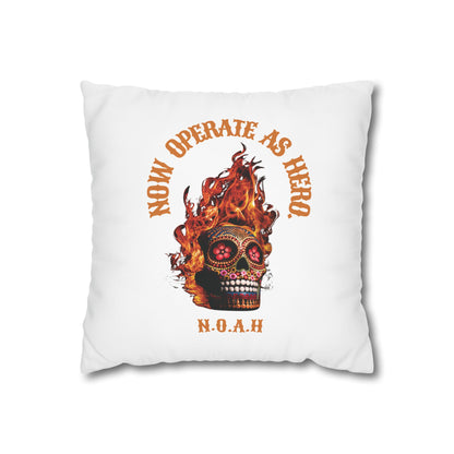 Customized monogrammed pillowcase with personalized quote. High-quality poly canvas square cushion cover, ideal for housewarming, wedding, or anniversary gifts with bespoke text.