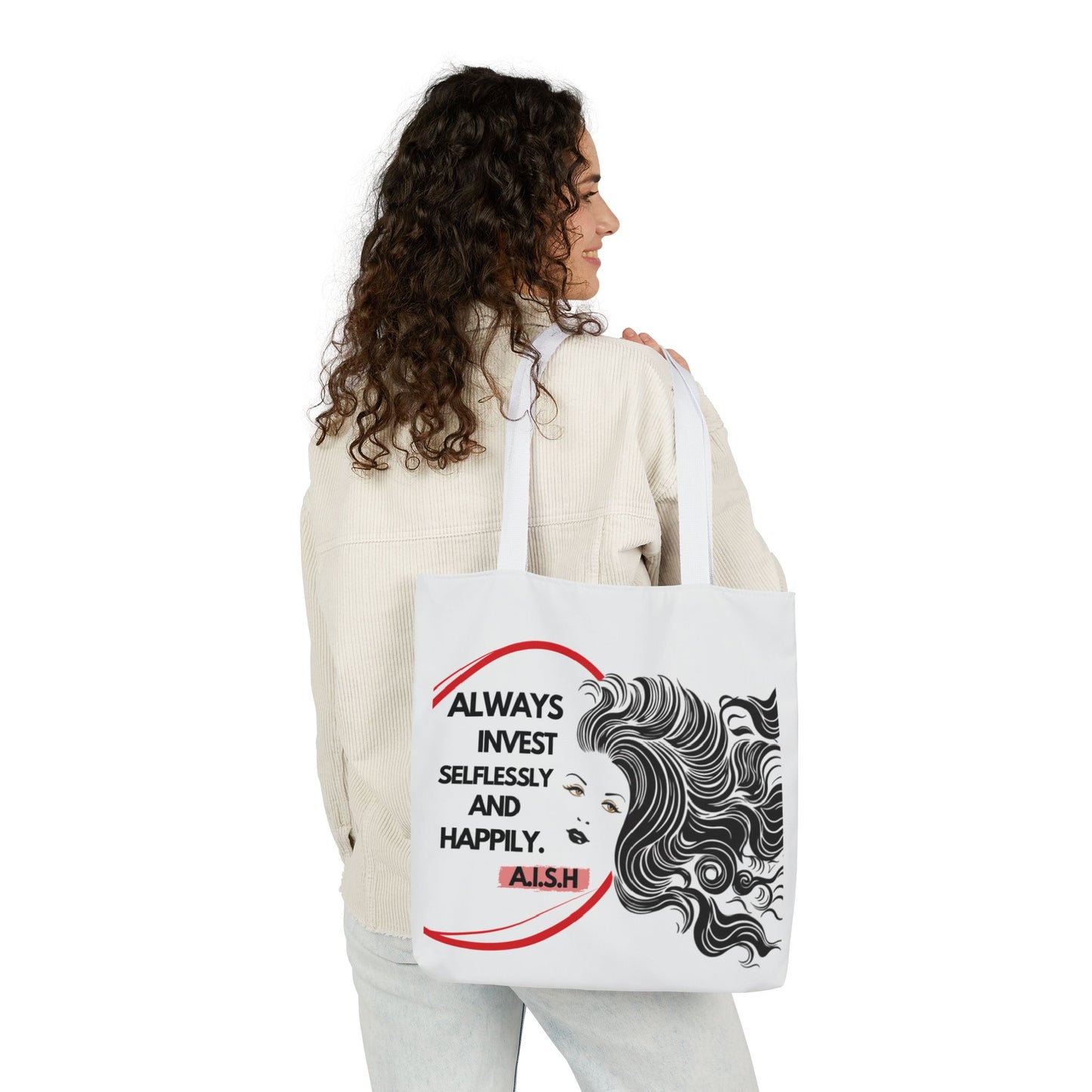 Personalized Initial Quote Inspirational Girl Canvas Tote Custom Name