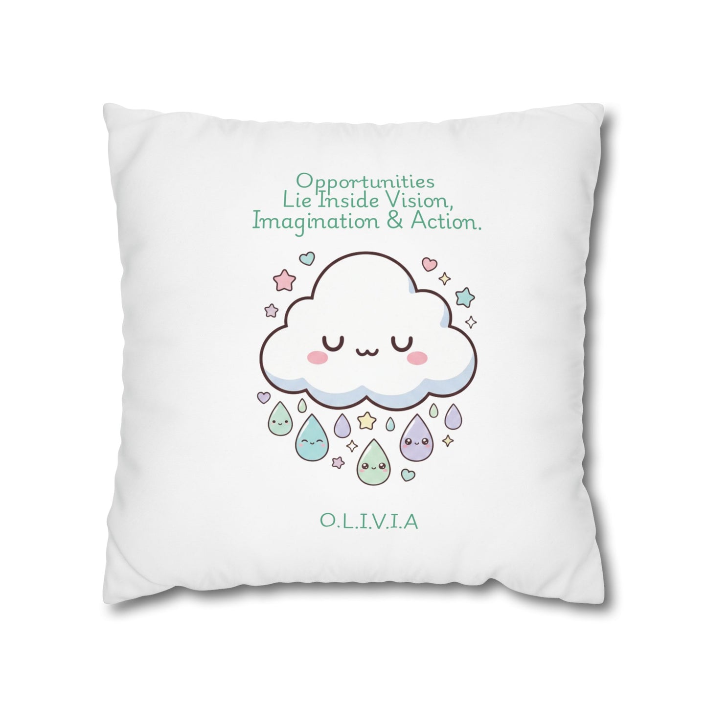 Personalized Initial Quote Cloud Dripping — Custom Sayings on Square Poly Canvas Pillowcase