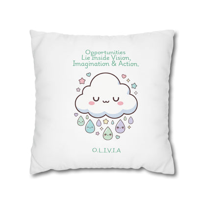Personalized Initial Quote Cloud Dripping — Custom Sayings on Square Poly Canvas Pillowcase