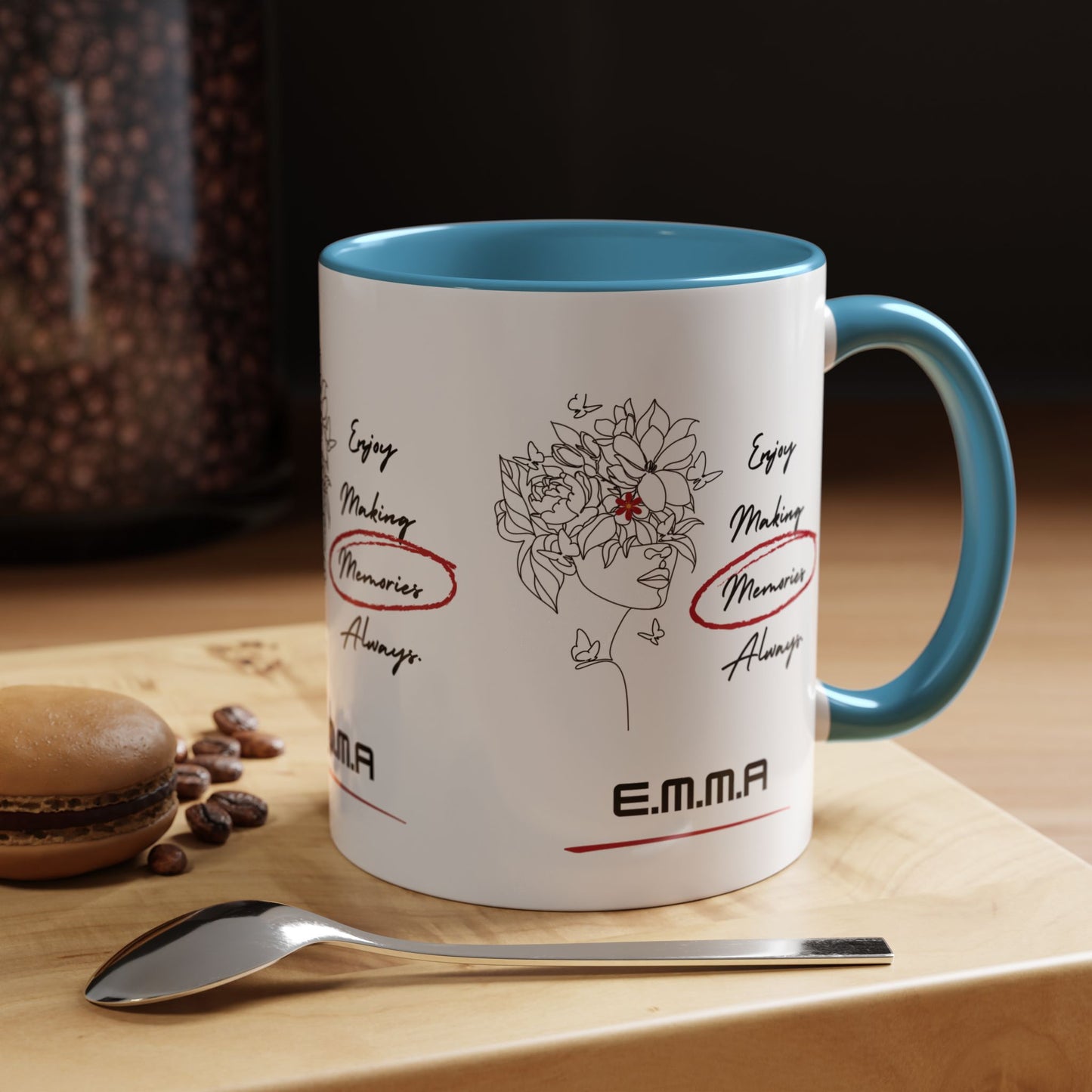 Personalized Initial Floral Girl Accent Coffee Mug