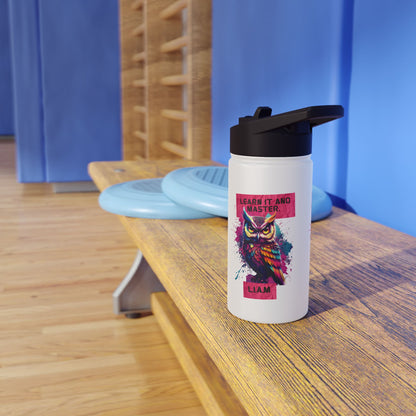 Personalized Initial Quote Owl Stainless Steel Water Bottle