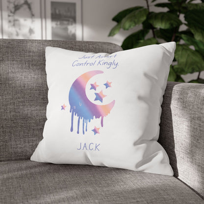 Personalized Initial Quote Moon Dripping — Custom Sayings on Square Poly Canvas Pillowcase