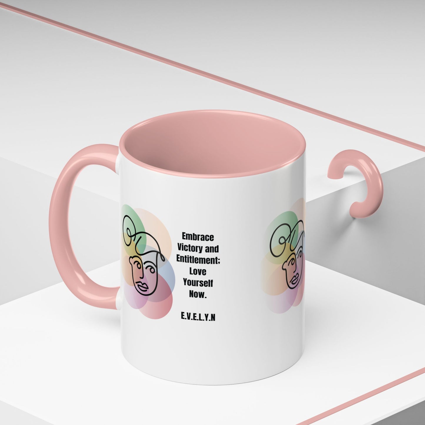 Personalized Initial Sketch Girl Accent Coffee Mug