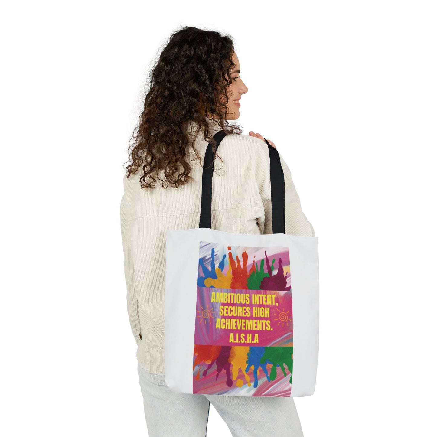 Personalized Initial Quote Colorful Paint Canvas Tote Custom Name