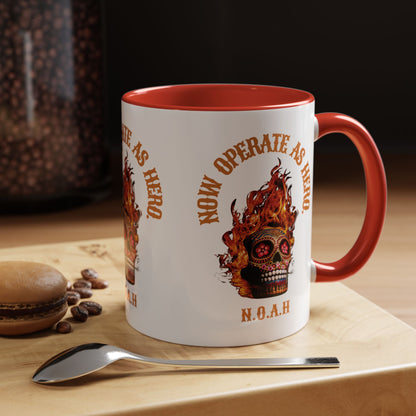 Personalized Initial Fire Skull Accent Coffee Mug