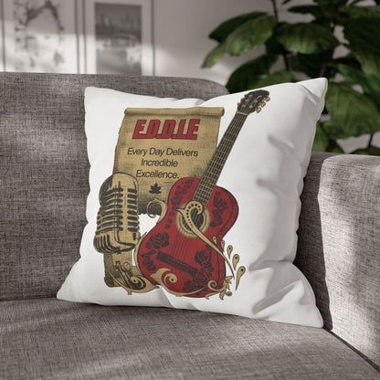 Personalized Initial Quote Guitar — Custom Sayings on Square Poly Canvas Pillowcase