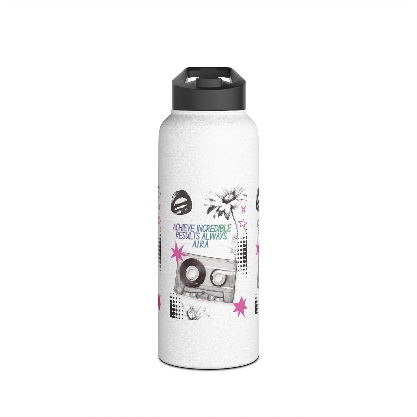 Personalized Initial Quote Cassette Stainless Steel Water Bottle