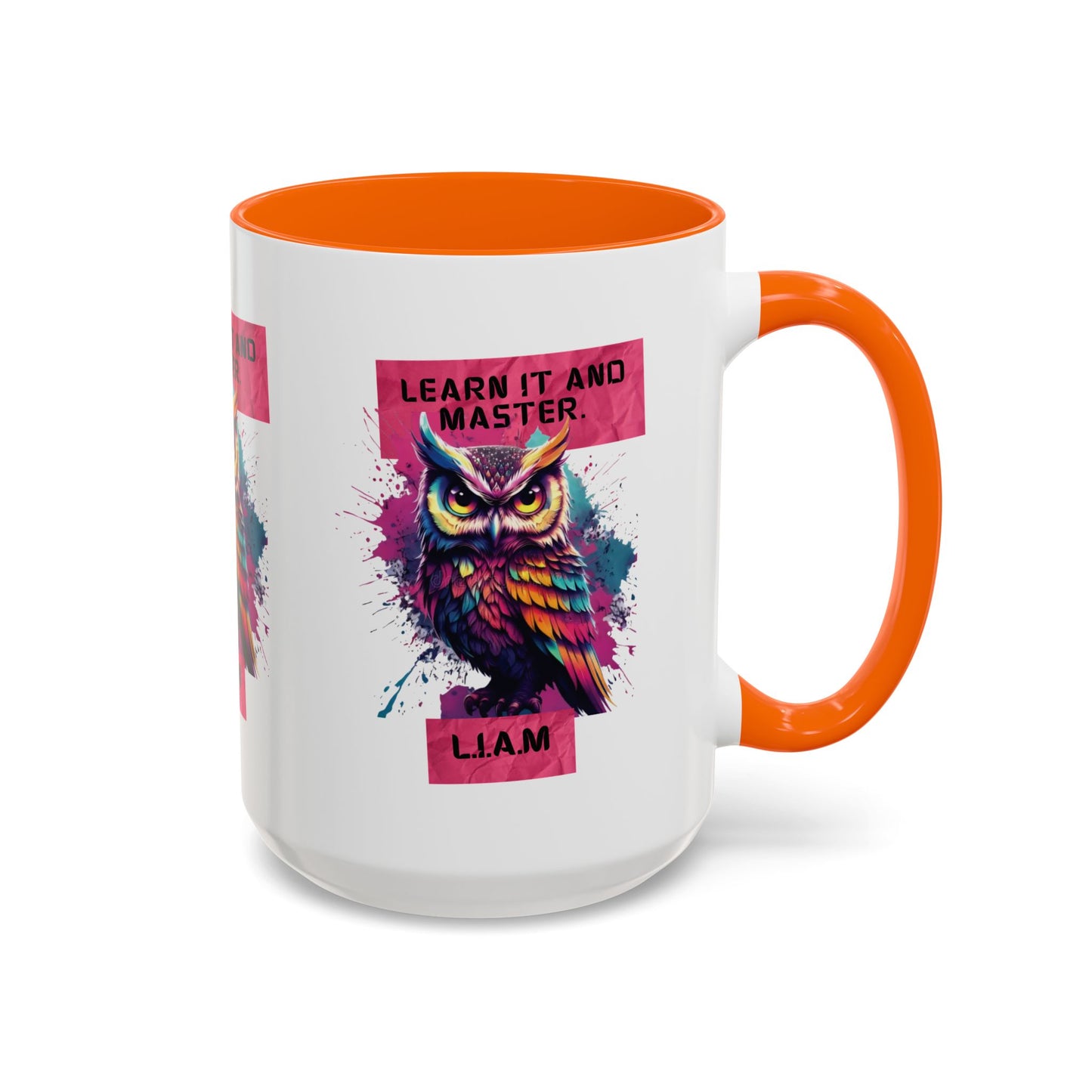 Personalized Initial Owl Accent Coffee Mug