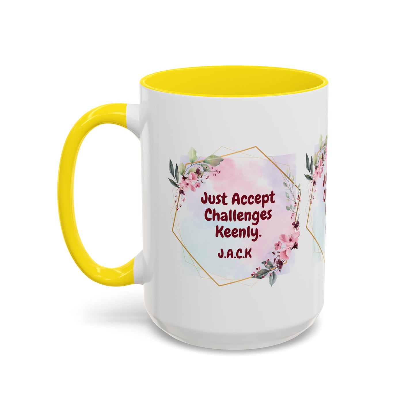 Personalized Floral Frame Accent Coffee Mug