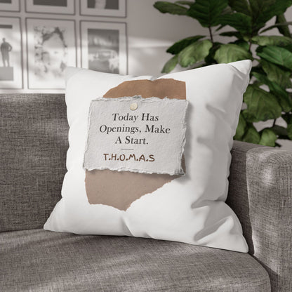 Personalized Initial Quote Torn Paper — Custom Sayings on Square Poly Canvas Pillowcase