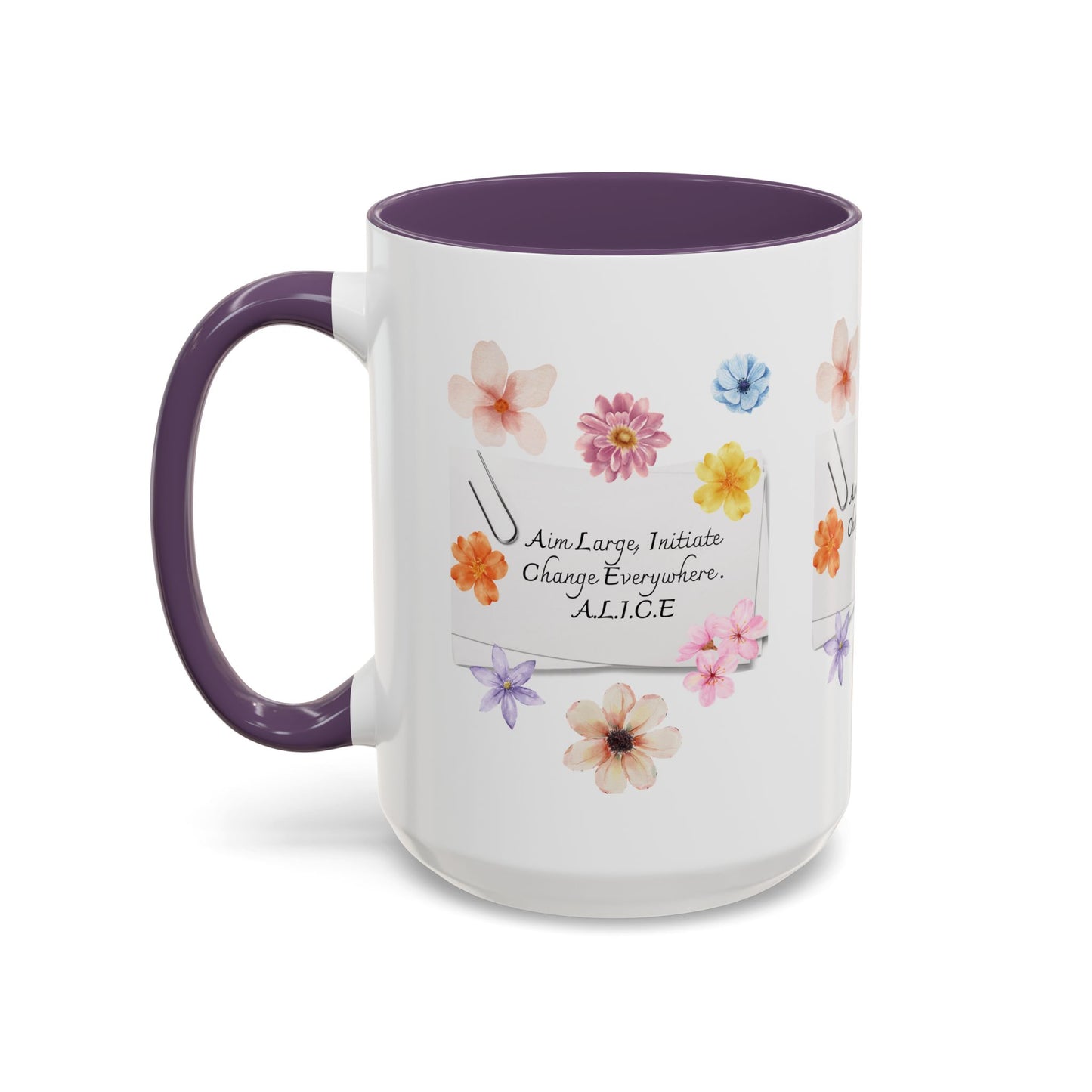 Personalized Floral Clip Note Accent Coffee Mug