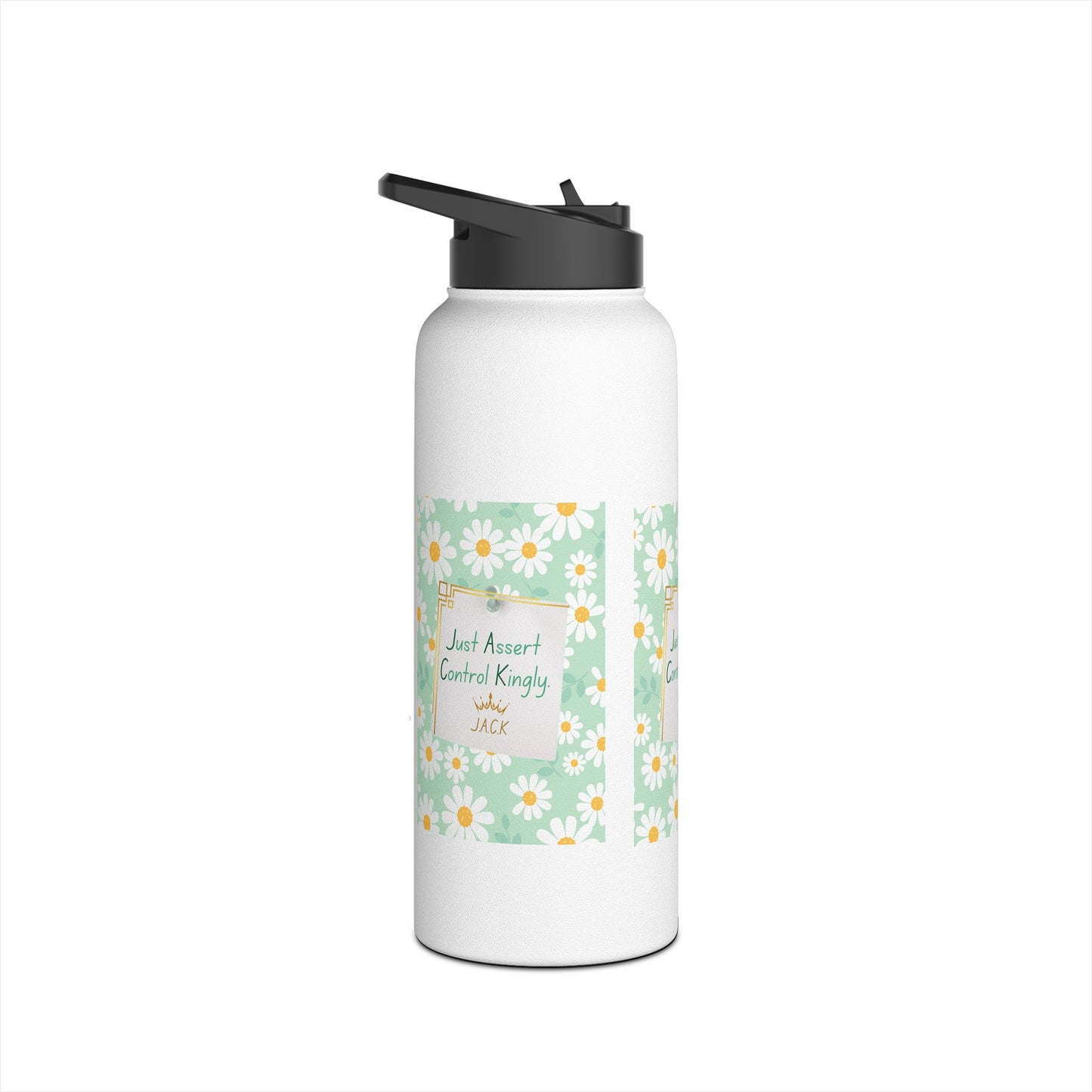 Personalized Initial Quote Floral Note Stainless Steel Water Bottle