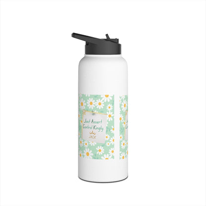 Personalized Initial Quote Floral Note Stainless Steel Water Bottle