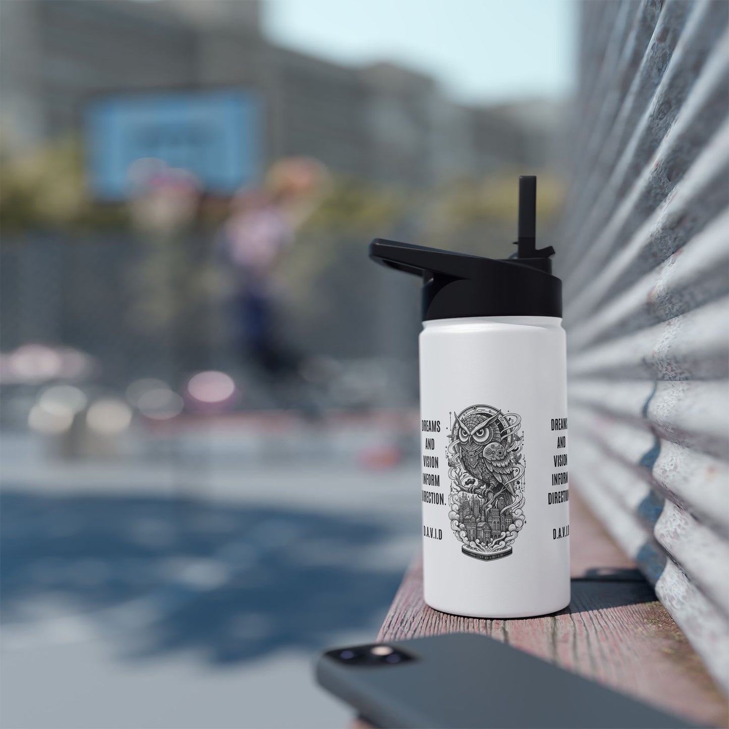 Personalized Initial Quote Owl Vision Stainless Steel Water Bottle