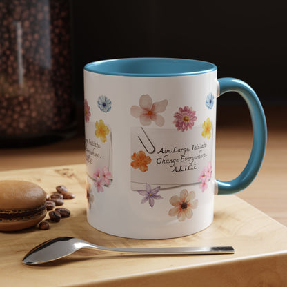 Personalized Floral Clip Note Accent Coffee Mug