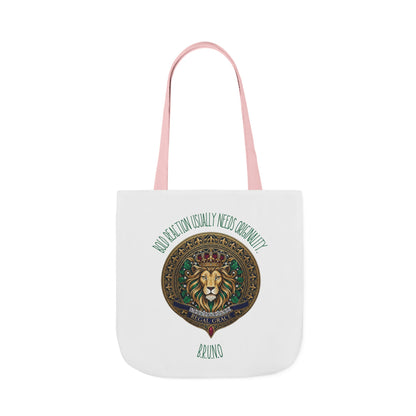 Personalized Initial Quote Circle Lion Canvas Tote Custom Name