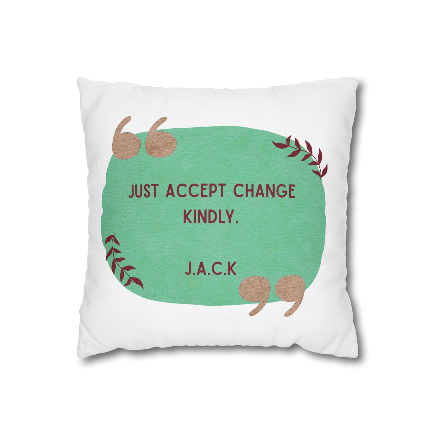 Customized monogrammed pillowcase with personalized quote. High-quality poly canvas square cushion cover, ideal for housewarming, wedding, or anniversary gifts with bespoke text.