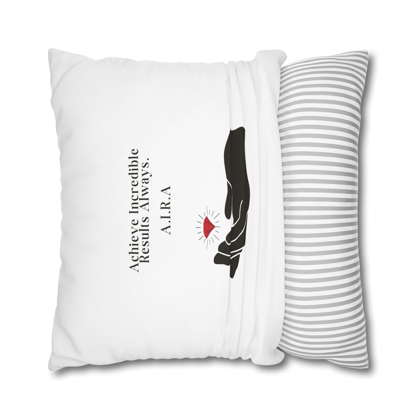 Personalized Initial Quote Gem Hand — Custom Sayings on Square Poly Canvas Pillowcase