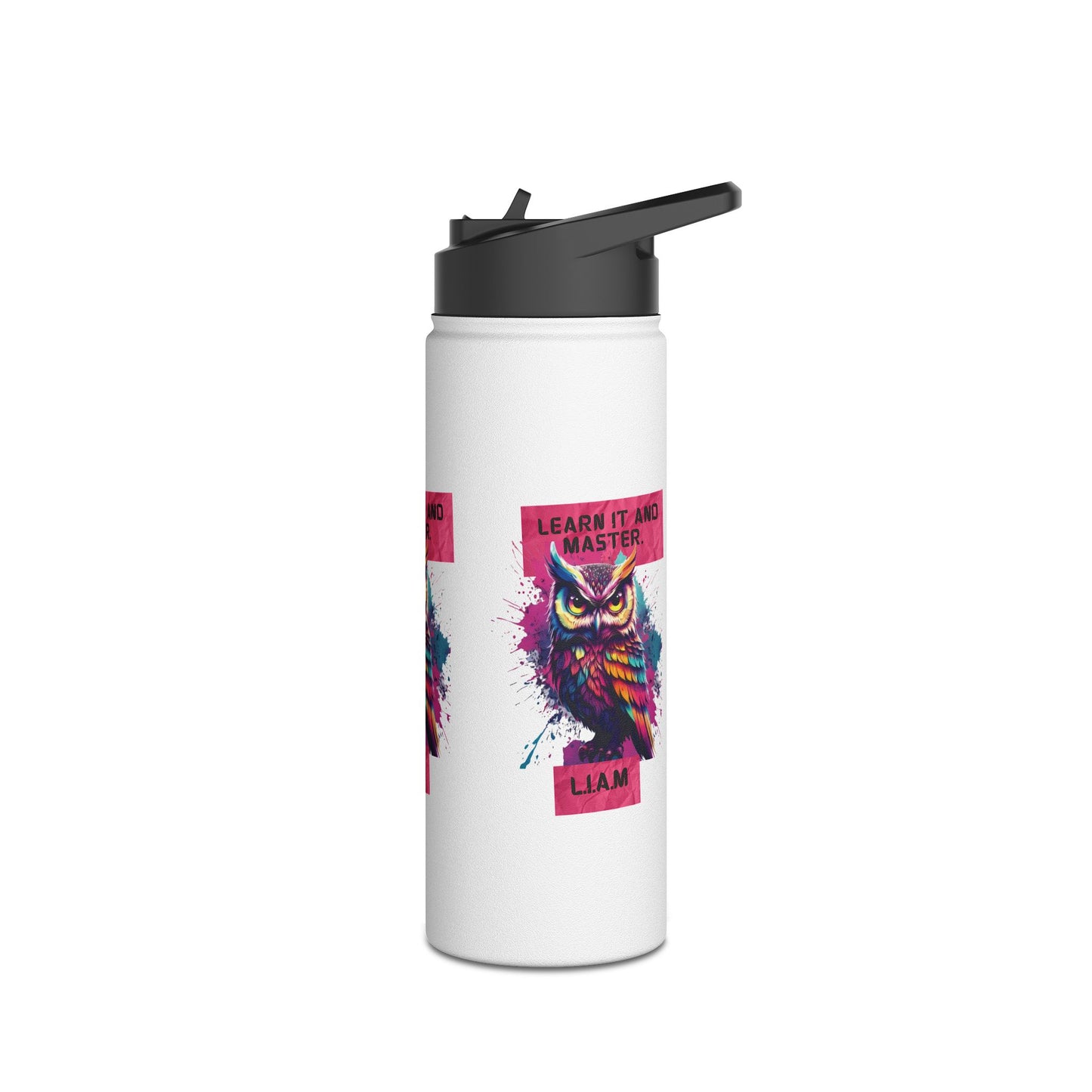 Personalized Initial Quote Owl Stainless Steel Water Bottle