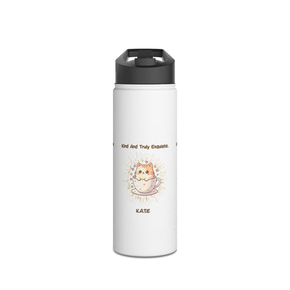 Personalized Initial Quote Exquisite Cat Stainless Steel Water Bottle