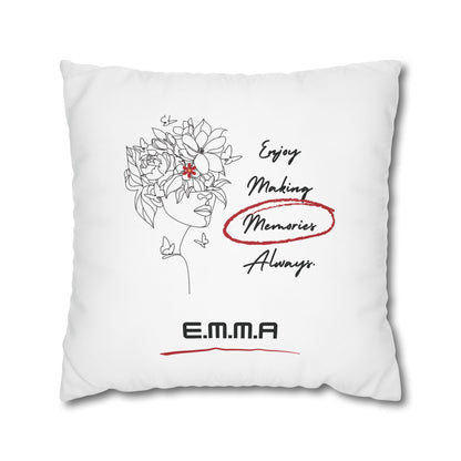 Personalized Initial Floral Girl — Custom Sayings on Square Poly Canvas Pillowcase