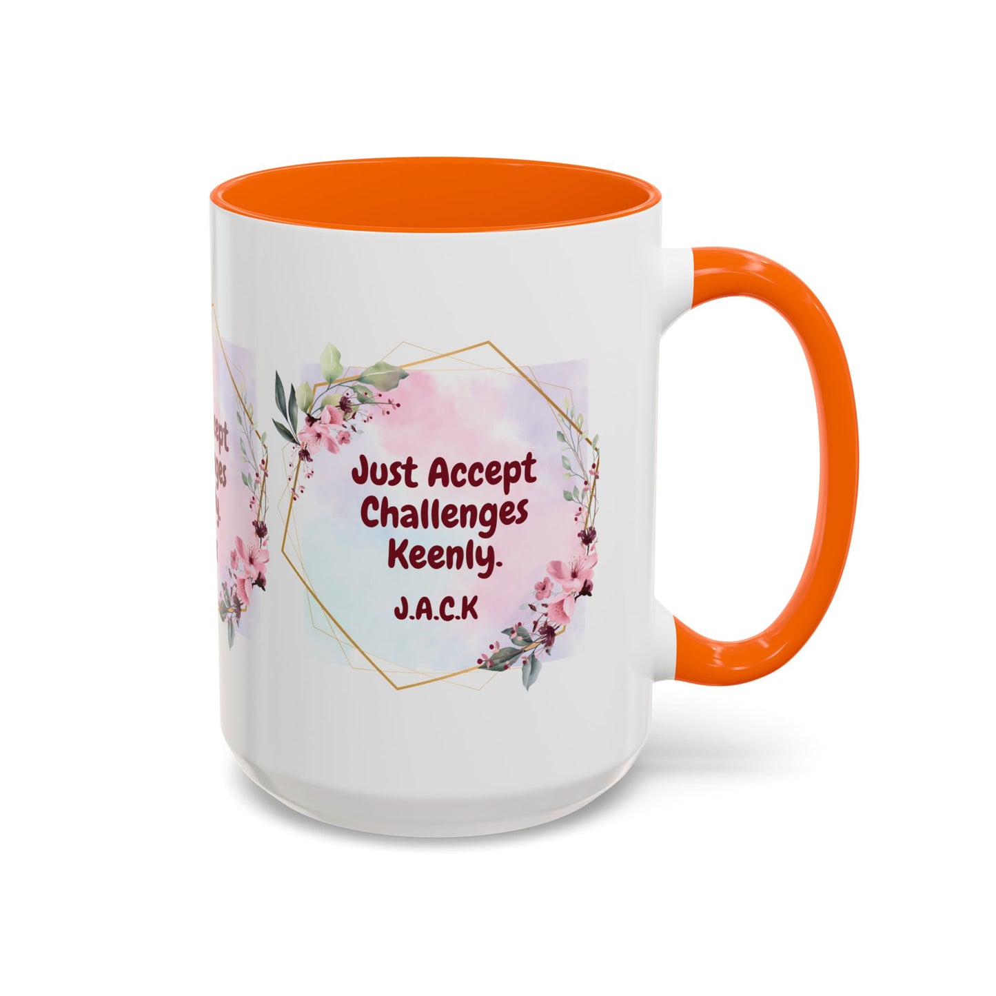 Personalized Floral Frame Accent Coffee Mug