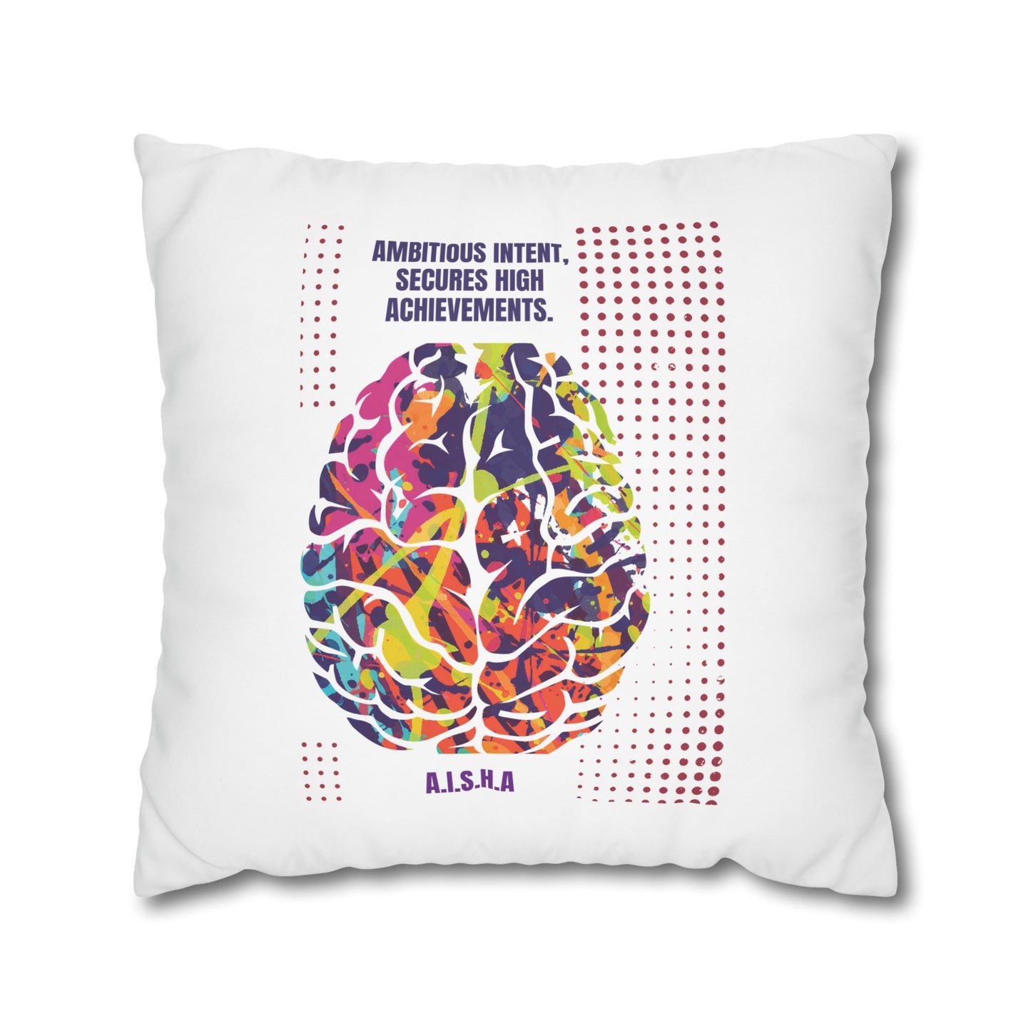 Personalized Initial Quote Brain — Custom Sayings on Square Poly Canvas Pillowcase