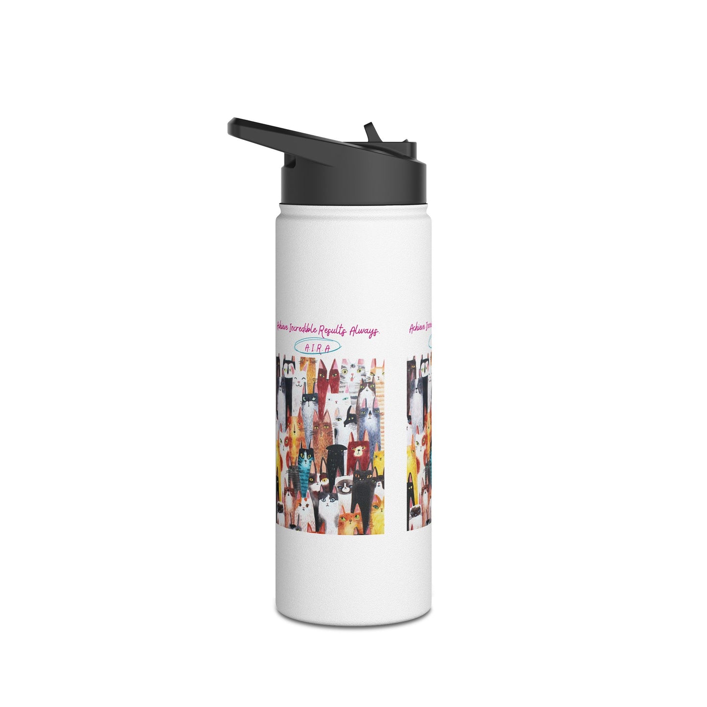 Personalized Initial Quote Cat Collage Stainless Steel Water Bottle