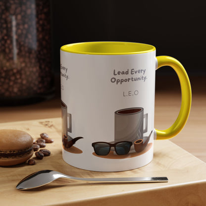 Personalized Initial Coffee and Sunglasses Accent Coffee Mug