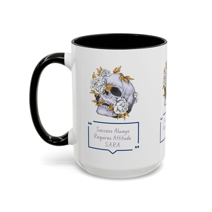 Personalized Initial Floral Skull Accent Coffee Mug