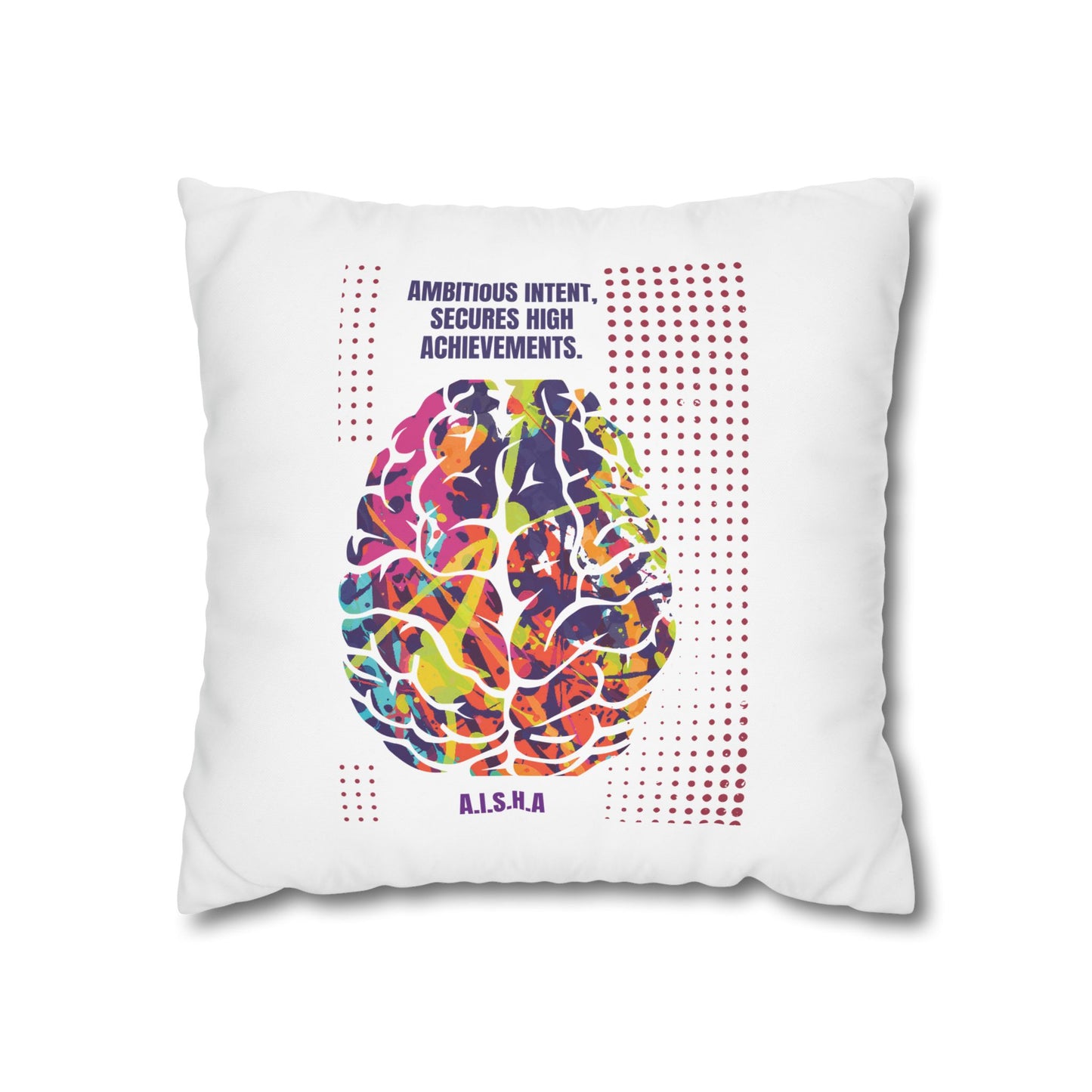 Personalized Initial Quote Brain — Custom Sayings on Square Poly Canvas Pillowcase