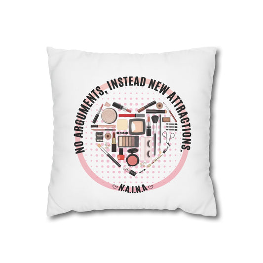 Customized monogrammed pillowcase with personalized quote. High-quality poly canvas square cushion cover, ideal for housewarming, wedding, or anniversary gifts with bespoke text.