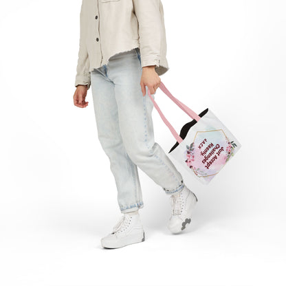 Personalized Initial Quote Floral Frame Canvas Tote Custom Name