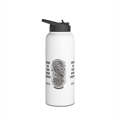 Personalized Initial Quote Owl Vision Stainless Steel Water Bottle