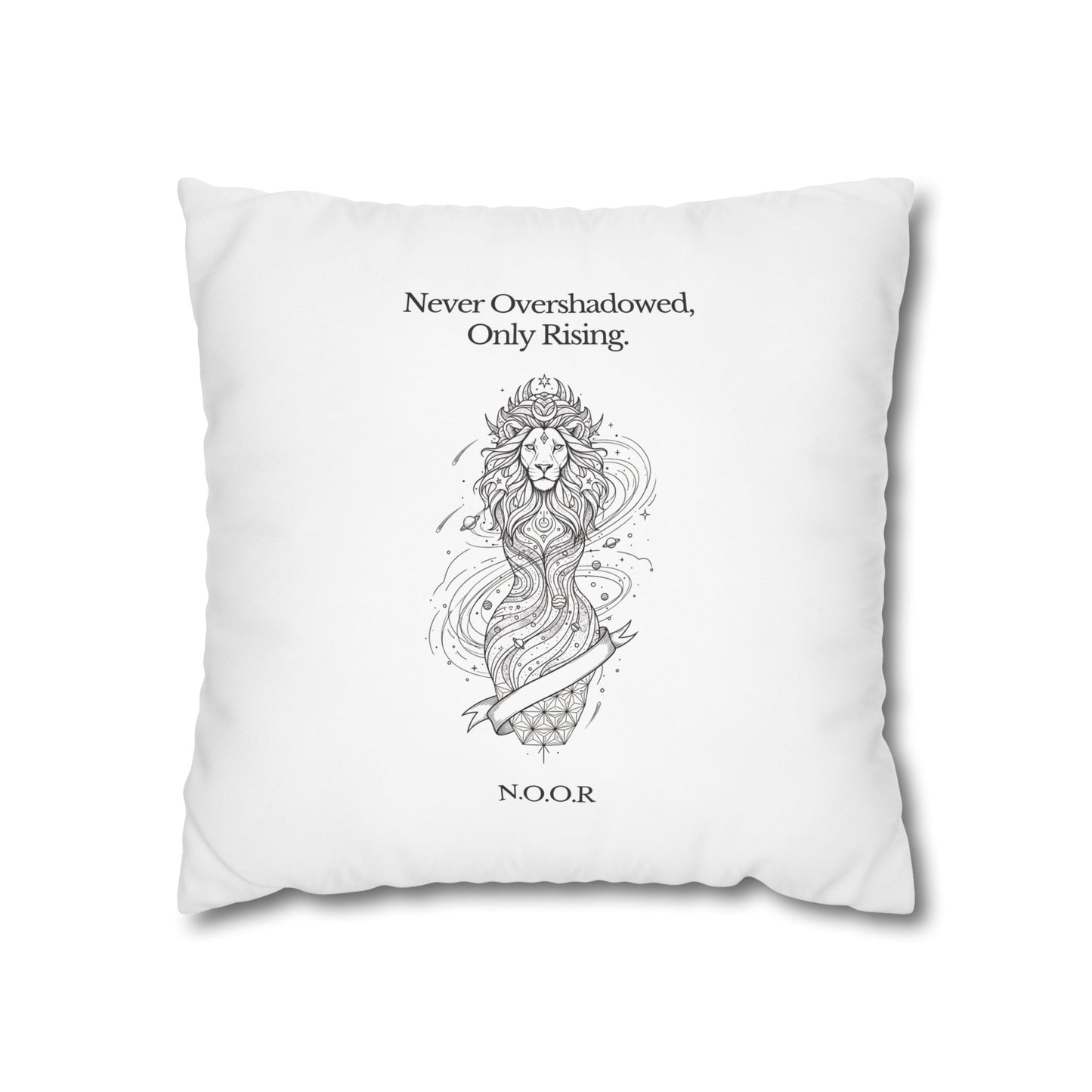 Personalized Initial Quote Girl Lion — Custom Sayings on Square Poly Canvas Pillowcase