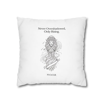 Personalized Initial Quote Girl Lion — Custom Sayings on Square Poly Canvas Pillowcase
