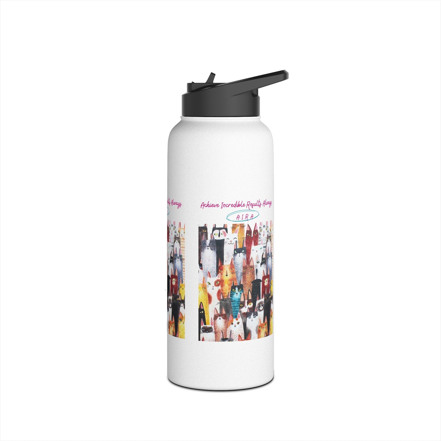 Personalized Initial Quote Cat Collage Stainless Steel Water Bottle